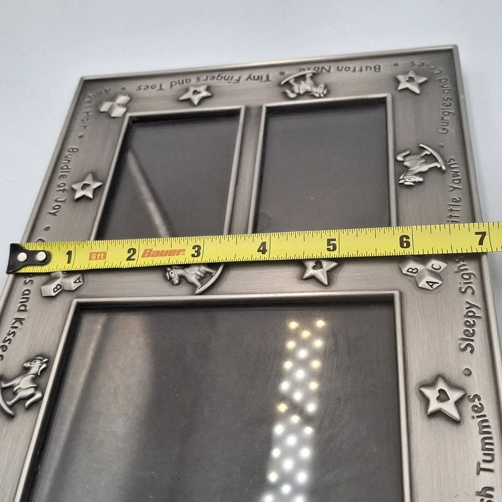 Heavy Pewter Metal 3 Baby Photo Frame by Carr  Holds 2x3